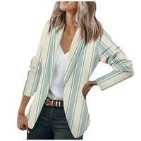 HHEI_K Fall Jackets za ženska jakna s dugim rukavima Cardigan ovratnik Stripe Single dugme Poslovni