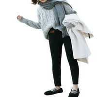 GENUISKIDS žene zadebljanje plišane pantalone elastična visoka struka pune boje duge tanke tamne zimske