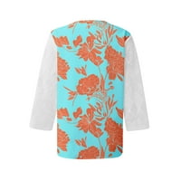 Mrigtriles majice s dugim rukavima za žene cvjetni tiskani tunički tunik na pola rukava dolje od vitka-fit