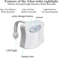 Heldig WC noc Aktivirane LED svjetlosne boje Promjena toaletne posude Noćna svjetlost za kupaonicu Baterija