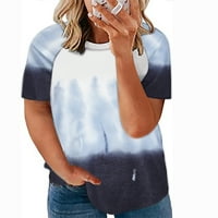 Žene Velike veličine Tip-boja Štampanje kratkih rukava O-izrez Top Tee Majica Bluza