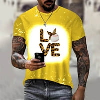 Nove tiskane majice Muški casual skroz za kratki rukav Ulica Hip-hop 3D tiskani vrhovi žuti 2xl