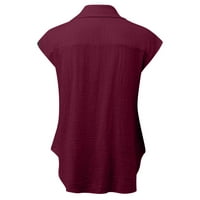 Jsaierl Womens Pamučne majice kratki rukav Ljeto plus veličina vrhova labavih fit čvrstih boja okruglih
