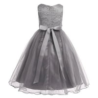 Iiniim Girls Glitter Squitd čipka Dužina čaja Dužina Vjenčanje djeveruška Party Cvjetna haljina 2- Grey 16