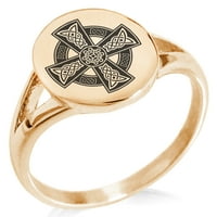 Keltski križ od nehrđajućeg čelika minimalistički ovalni vrhunski polirani izvedbeni prsten
