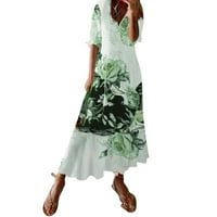 Booker Dame Ljetna haljina V izrez čipka modna čipkasti cvijet biljnog cvijeća kratkih rukava od tiskane