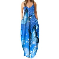 Sandresses za ženske ležerne ljetne ženske plus veličine cvjetni V izrez zabava Cami Maxi haljina casual