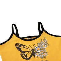 Multitrast Kids Girls Modne outfit Set Butterfly Print Tops Horts Set