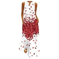Mini haljine za žene modni ljetni casual cvjetni ispis V-izrez haljine bez rukava bez rukava