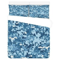 Posteljina set plava ocean maskirna kamuflaža prekrivač dvostruke veličine sa jastukom za kućnu posteljinu ukras prostorije