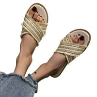 Ženske ručne papuče Veličina Žene proklete ravne sandale Otvori nožni prst na tassel pjene papuče za