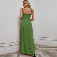 Ljetne haljine za žene bez rukava, duljina nalik gležnju maxi halter haljina za odmor zelena m