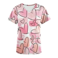 Valentinovo žensko piling vrpce gornje radne uniforme majica slatko srce Print kratkih rukava s kratkim