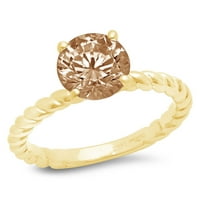 2. CT sjajan okrugli rez simulirani šampanjac 14k žuto zlato pasijans prsten sz 3.5