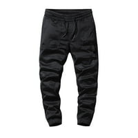 njshnmn pantalone za muškarce muškarci ravno noga jogger teretni džepni znoj hlače, crni, 34
