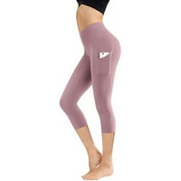 Symoid ženske joge Capri gamaše - na čišćenju čvrstog sa džepovima Yoga ružičaste obrezirane hlače veličine