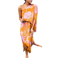 UUBLIK Womens Ljetna haljina jedno rame Boho cvjetni print labavi polovice haljine rukavske haljine