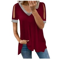 Žene ljetne vrhove casual hladno rame v izrez šljokice kratkih rukava Trendi pulover Tunic bluze majice