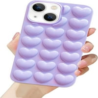 Kompatibilan sa iPhone 11Proma Žene djevojke 3D Bubble Heart Case Slatka Jelly Cijelo tijelo Kawaii Love u obliku mekanog silikonske gume Tanak branik zaštitni poklopac kućišta ljubičasta
