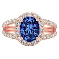 2. CT sjajan ovalni rez prozirni simulirani dijamant 18K ružičasto zlato halo pasijans sa accentima prsten sz 9.25