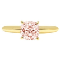1.0ct jastuk rezan ružičasti simulirani dijamant 18k žuti zlatni godišnjički angažman prsten veličine