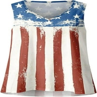 Dabuliu 4. jula tenkovi za žene Lope Fat Fit American zastave Novost okruglih majica bez rukava patriotski