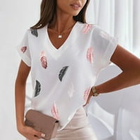 Lystmrge pamučne majice za žene više kratkih rukava zapadnjačke ljetne majice dame bluze v izrez T majice