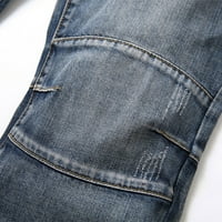 Homodles Muški povremeni Slim Fit Jeans - Trendy Zip Jeans Blue Veličina 5xl