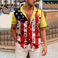 Ljetni trendi čišćenje muški košulje Nova američka dnevna majica kratkih rukava od tiskane muške ležerne plaže vrhunsko ljeto žute l