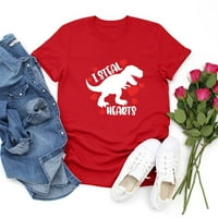 Haxmnou Žene Ležerni zaljubljeni za Valentinovo, majica s kratkim rukavima, labav bluusetops crveni
