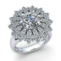 0,75ctw okrugle sjajne gume vintage cvjetni godišnjica Angažman prsten od punog 10k ruža, bijela ili