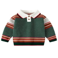 Bomotoo Toddler Ležerne duksere rever ovratnik patchwork pulover Jesen Termalni polo vrat zeleni