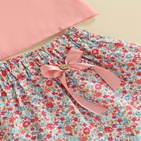 Eyicmarn Demike Djevojke Ljetne odjeće, majica s lijeve strane rukav + Cvjetni mini suktni set