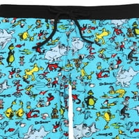Dr. Seuss Likovi Grinch Cat u kapu Mens Holiday Jogger Pajama Pant MF22pt51
