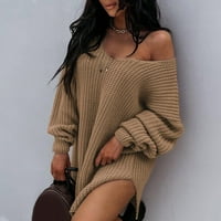 Ženski džemper s dugim rukavima vrat pulover čista boja bluza sezona novog pletenja V džemper izreza