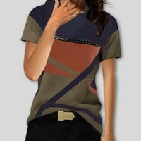 Žene Ljetni modni casual O vrat Geometrijski blok u boji kratki rukavi labavi majice Top Žene pod majicama