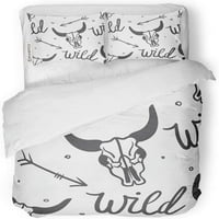Posteljina seta kravlje plemene lubanje strelica crno-bijela apstraktna dvostruka površina dvostruke veličine sa jastukom za kućnu posteljinu uređenje sobe