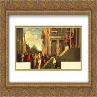 Titian Matted Gold Ornate uokvirene umjetničke ispis 'prezentacija djevice u hramu'