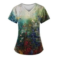 Ženski vrhovi Ženska modna proljetna i ljetna cvjetna ulje slikanje Ispiši V-izrez na platnu odjeća