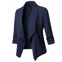 Ženski casual blezer Cardigan otvoren prednji dugi rukav čvrsta jakna od pune boje Plus veličina svečane kostim