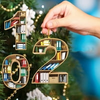 Farfi božićno stablo ukras 0- brojevi oblikovane knjige Dizajn Trodimenzionalni efekt akrilni kućni dekor Viseći Xmas Privjesak za Božić