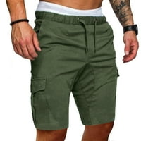 Muškarci Duge Ležerne prilike Elastični joggings Sport Solid Baggy džepovi Hlače vojske zelene m