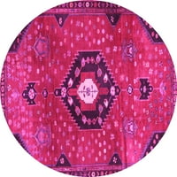 Ahgly Company u zatvorenom okrugli medaljon ružičaste tradicionalne prostirke područja, 4 'runda