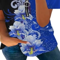 Ženski kratki rukav s patentnim zatvaračem na vratu, ležerna bluza