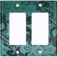 Metalna svjetlosna ploča poklopac zelenog cvjetnog damaska ​​pozadina Wal025