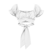 Xiuh Ženska modna rubnja s kratkim rukavima s ramenom za kravata za obreznu bluzu gornje grafičke majice