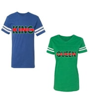 Crvena zelena kralja kraljevska kraljica Unise Par koji odgovara pamučnom dresu Stil majica kontrastne