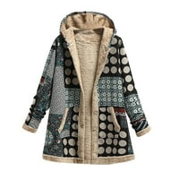 Xiuh Ženska zimska topla odjeća s kapuljačom s džepovima Vintage kaputi Kardiganski modni vrhovi za