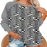 Glonme Women majica SRCE PRINT pulover posada zveznicu s kratkim dijelom Sport Loose Fit Tops casual