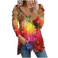 Ženska modna tiskana labava majica dugih rukava V izrez Ležerne prilike plus veličina Bluze Majica Dressy